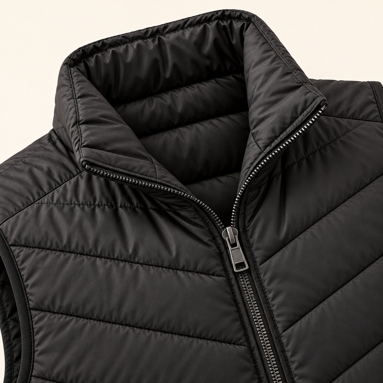 Close-up of the padded vest collar
